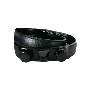 Ysl Taschen Saint Laurent Le Trois Clous Doppelt Umwickeltes Schwarzes Lederarmband mit Nieten 415293