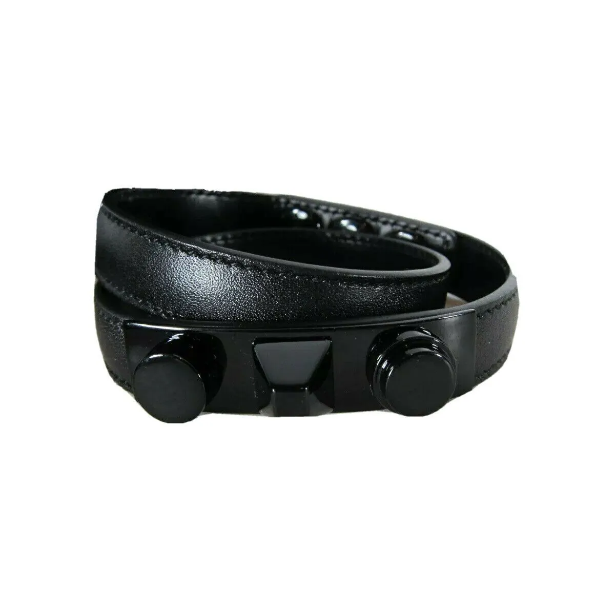 Ysl Taschen Saint Laurent Le Trois Clous Doppelt Umwickeltes Schwarzes Lederarmband mit Nieten 415293