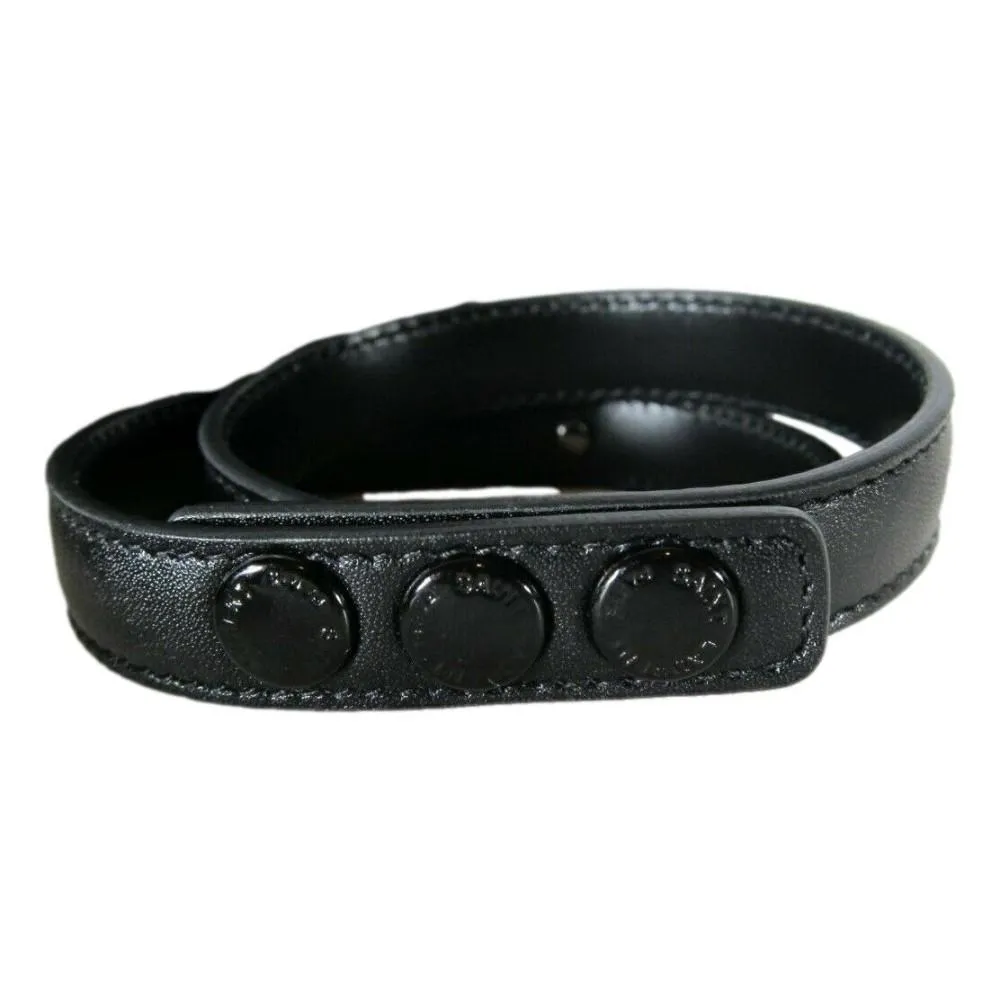 Ysl Taschen Saint Laurent Le Trois Clous Doppelt Umwickeltes Schwarzes Lederarmband mit Nieten 415293