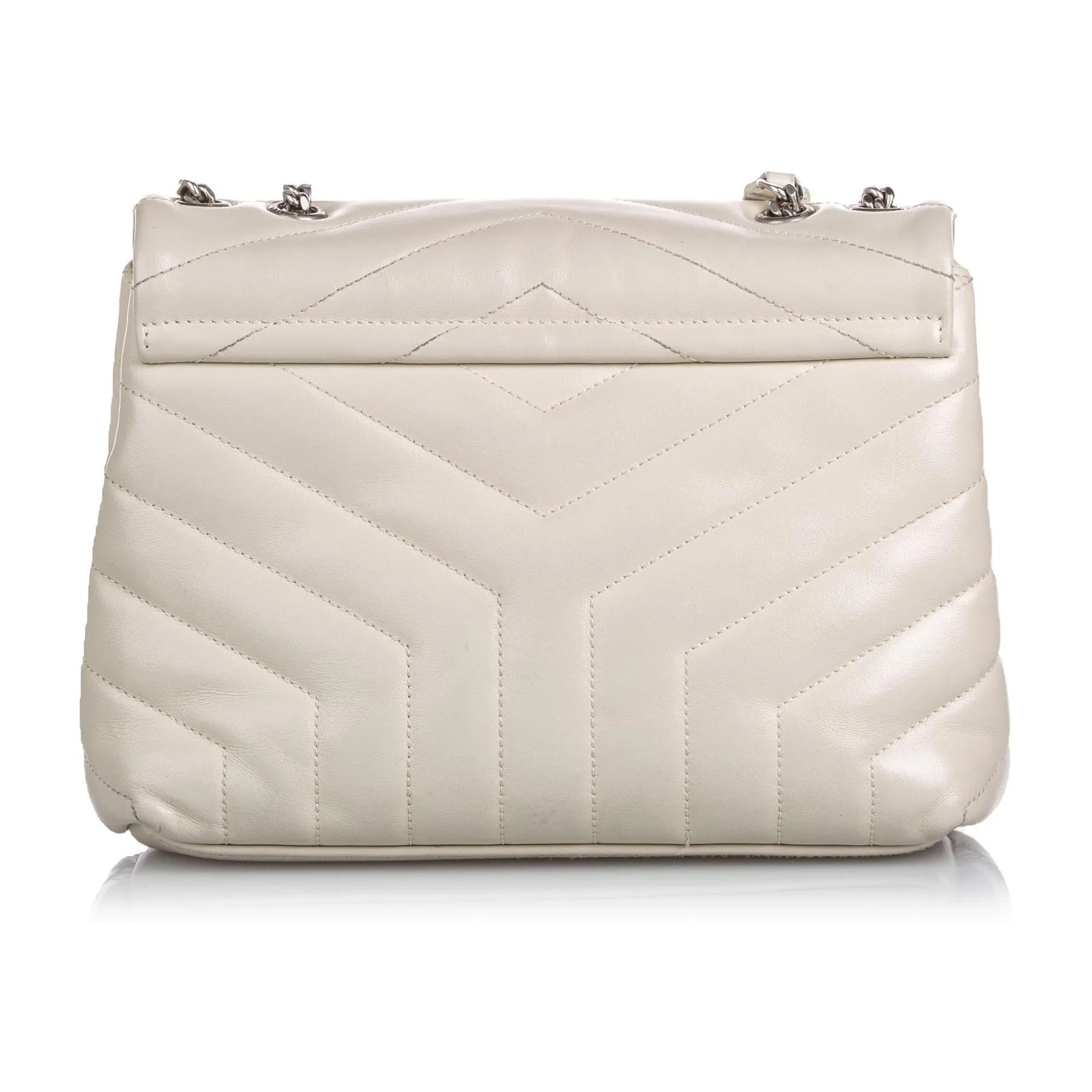 Ysl Tasche Saint Laurent Loulou Elfenbein Leder Matelassé Mittelgroße Schultertasche 458716