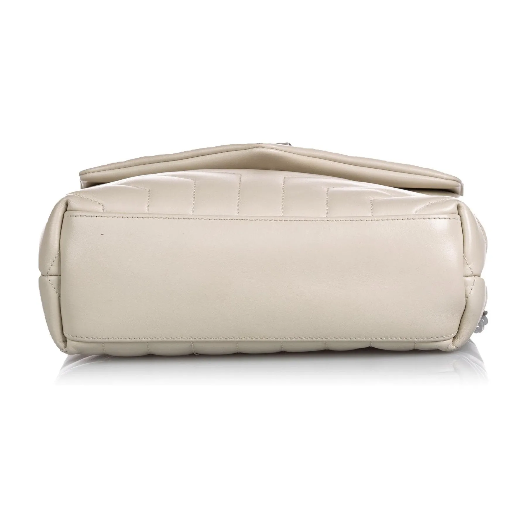 Ysl Tasche Saint Laurent Loulou Elfenbein Leder Matelassé Mittelgroße Schultertasche 458716