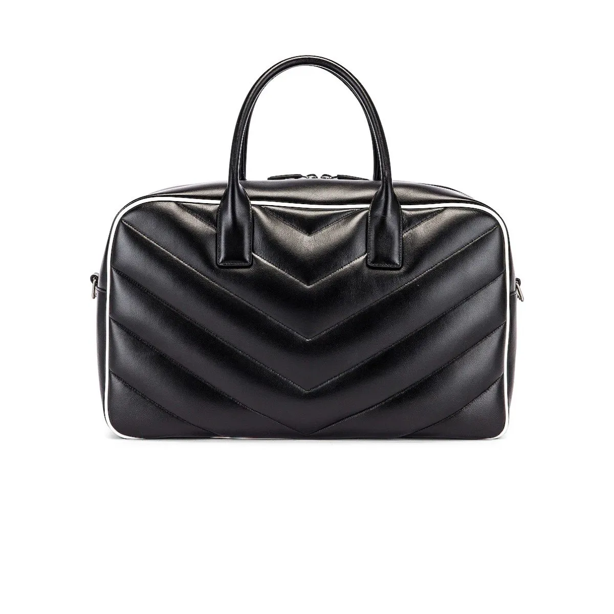 Ysl Tasche Saint Laurent Miles Logo Schwarzes Kalbsleder Duffel Bowling Bag 525145