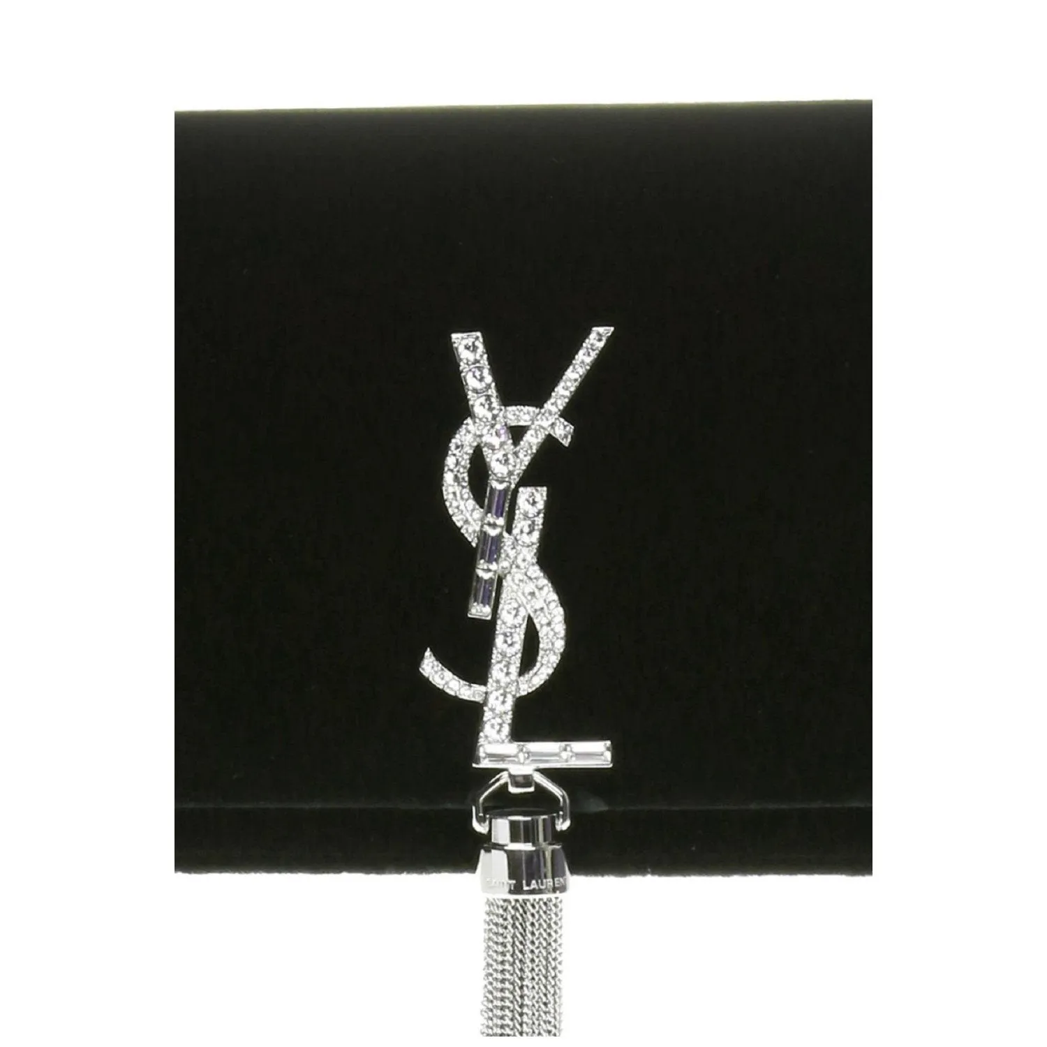 Ysl Taschen Saint Laurent Monogram Kate Quaste Kristall Grün Samt Umhängetasche 491521