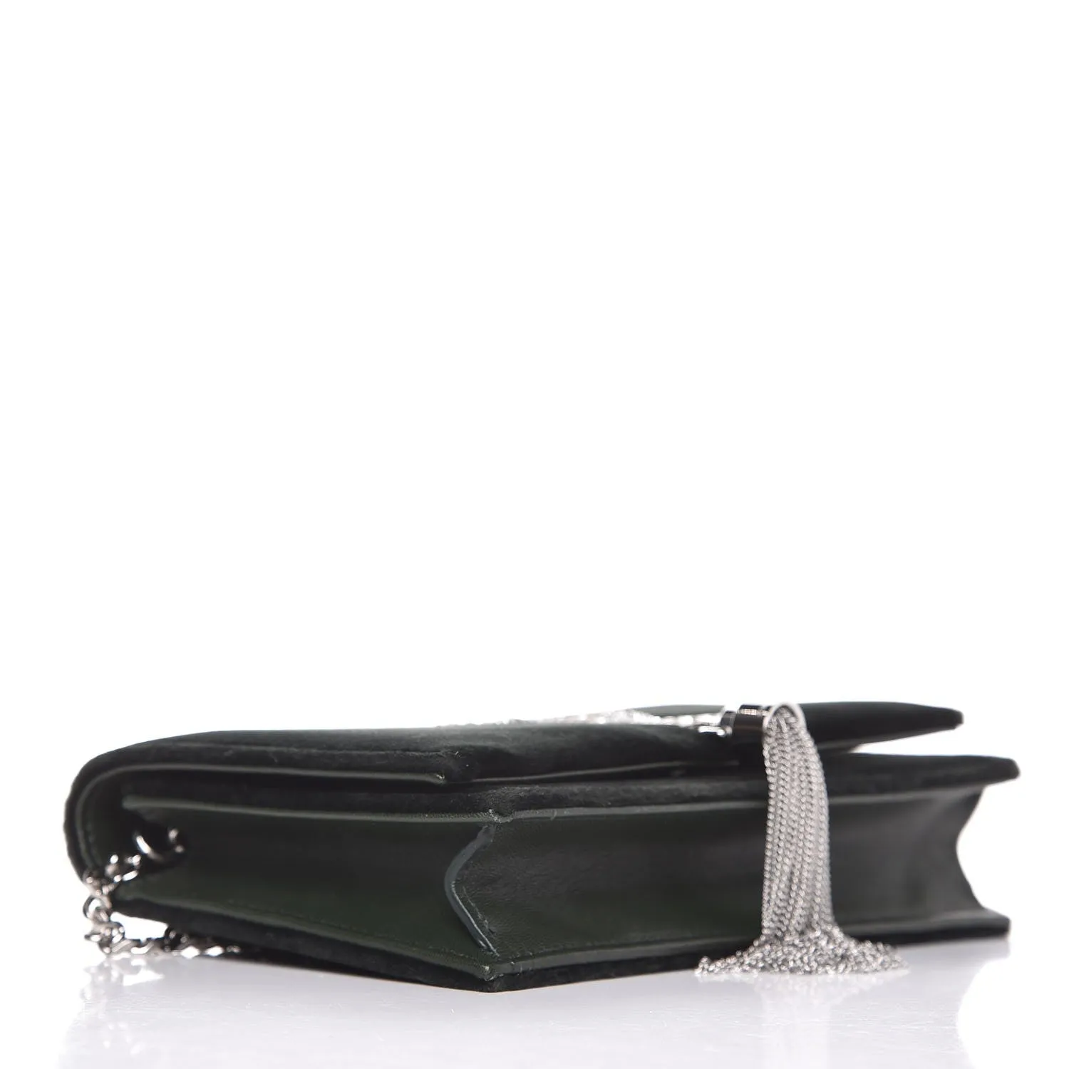 Ysl Taschen Saint Laurent Monogram Kate Quaste Kristall Grün Samt Umhängetasche 491521