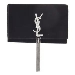 Ysl Taschen Saint Laurent Monogram Kate Quaste Kristall Grün Samt Umhängetasche 491521