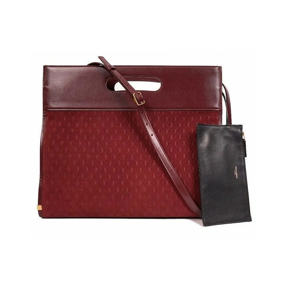 Ysl Tasche Saint Laurent Monogramm Königspalme Rot Wildleder Tragetasche 579609