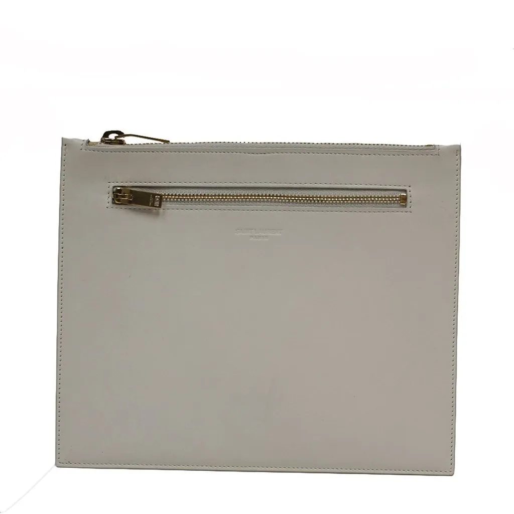 Ysl Tasche Saint Laurent Off White Leder Dokumentenmappe Geldbörse 315872