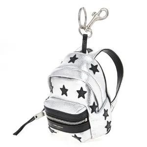 Ysl Taschen Saint Laurent Silber/Schwarz Unisex Reißverschluss Rucksack Schlüsselanhänger Schwarze Sterne 441914