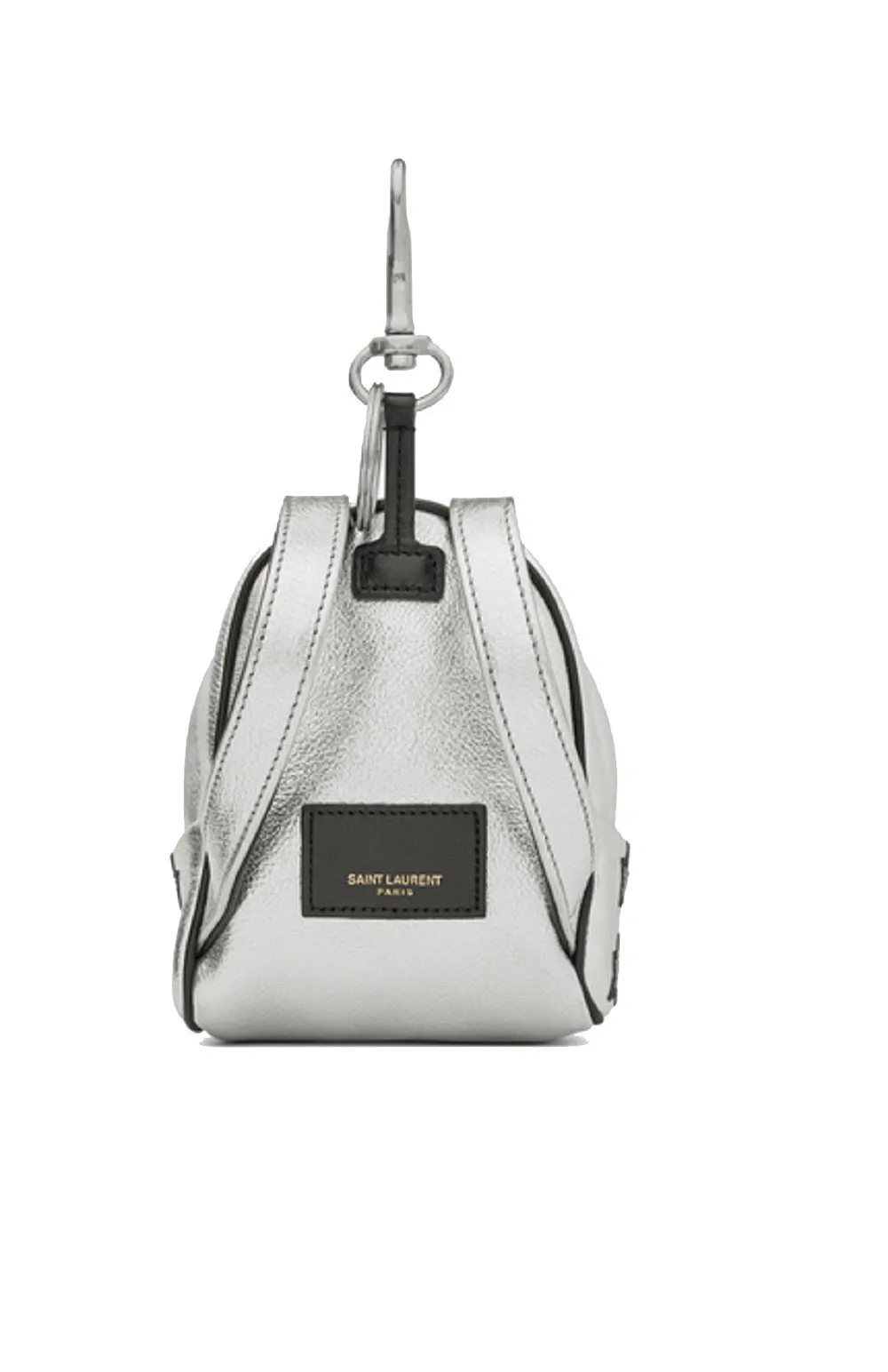 Ysl Taschen Saint Laurent Silber/Schwarz Unisex Reißverschluss Rucksack Schlüsselanhänger Schwarze Sterne 441914