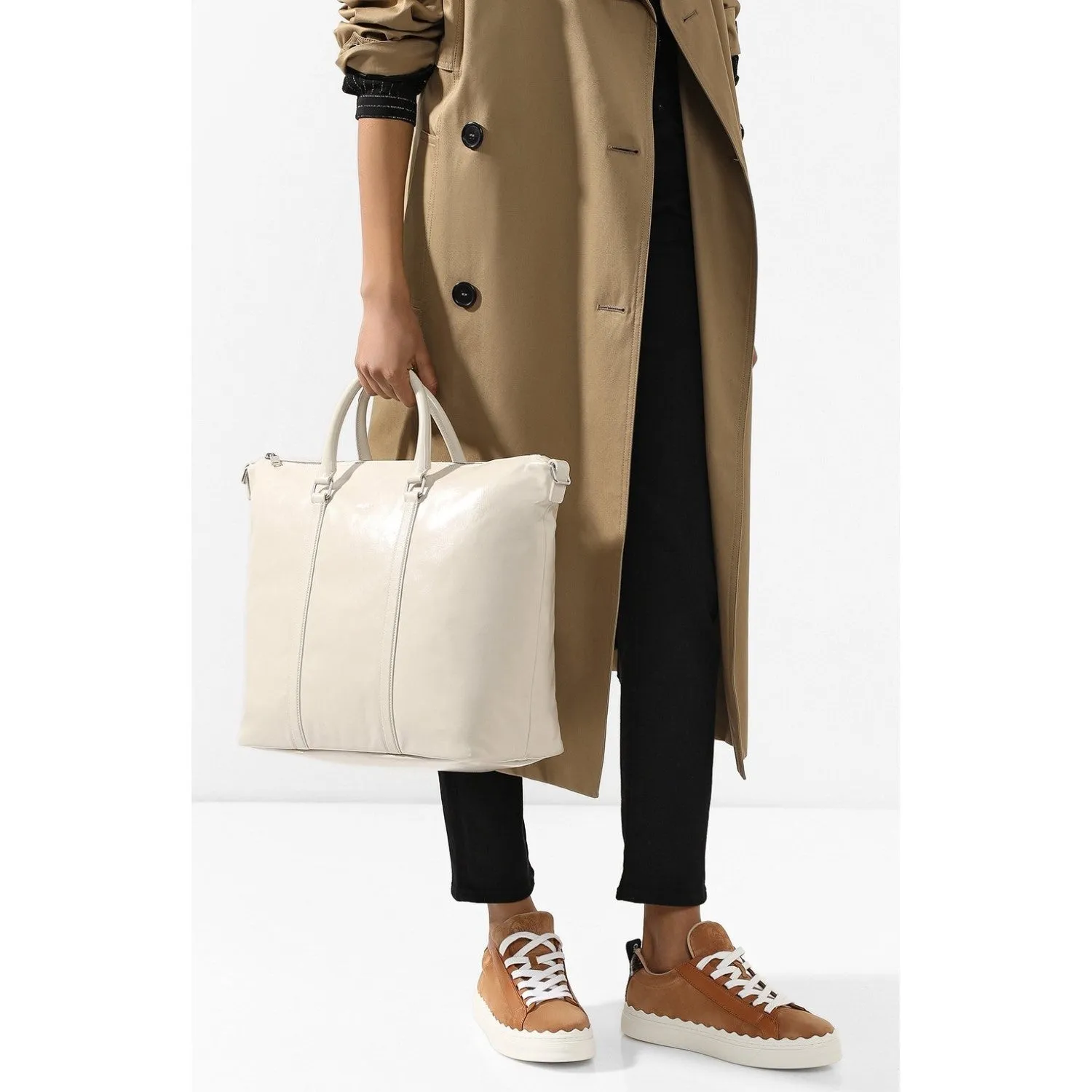 Ysl Tasche Saint Laurent Geschmeidige Elfenbein-Ledertasche 608958