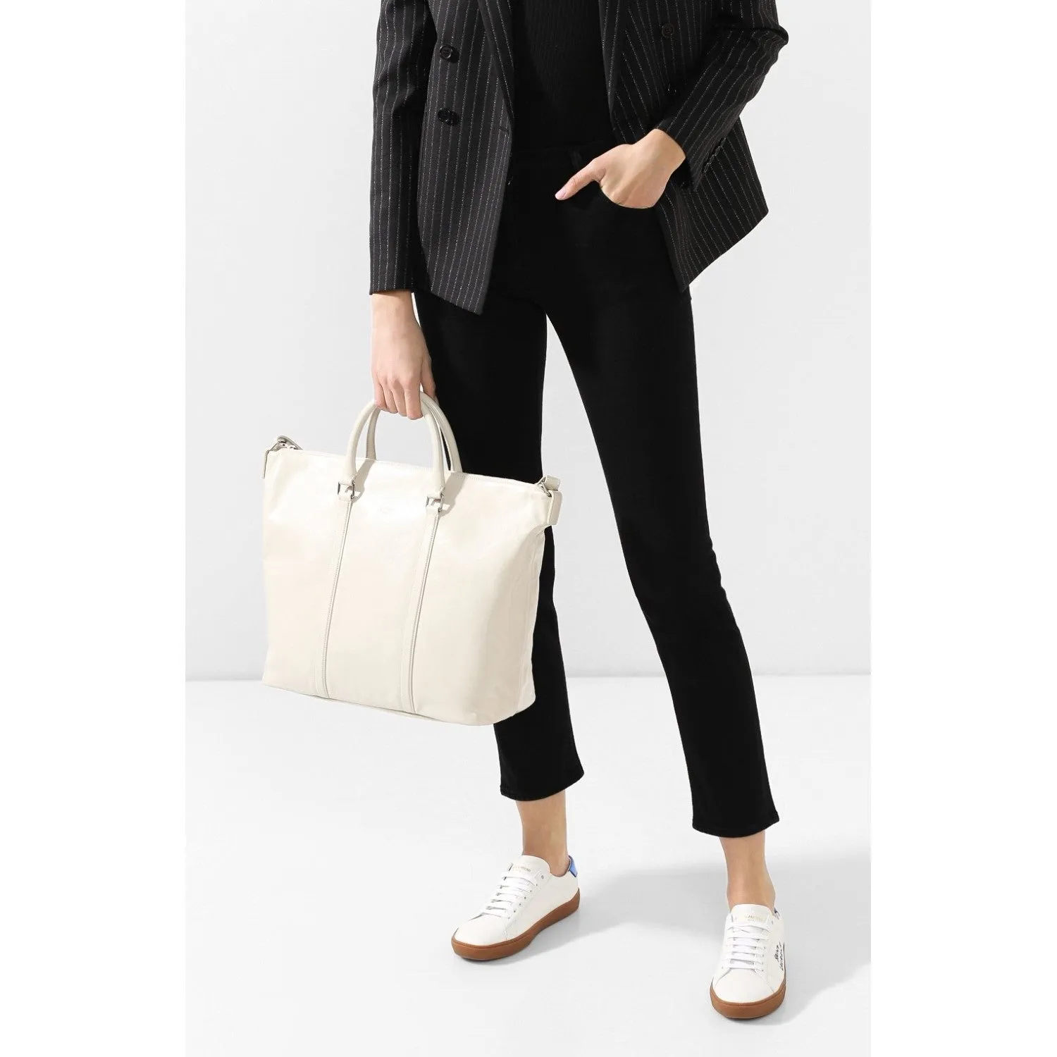Ysl Tasche Saint Laurent Geschmeidige Elfenbein-Ledertasche 608958