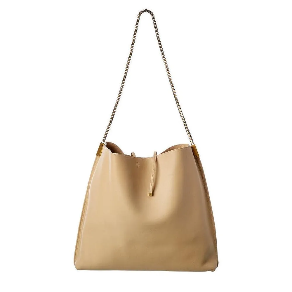Ysl Tasche Saint Laurent Suzanne Beige Kalbsleder Kettentrageweise Hobo Tasche 634804