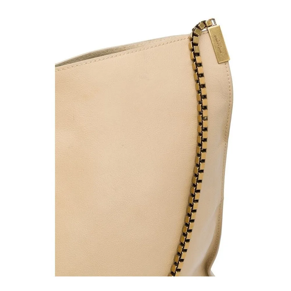 Ysl Tasche Saint Laurent Suzanne Beige Kalbsleder Kettentrageweise Hobo Tasche 634804