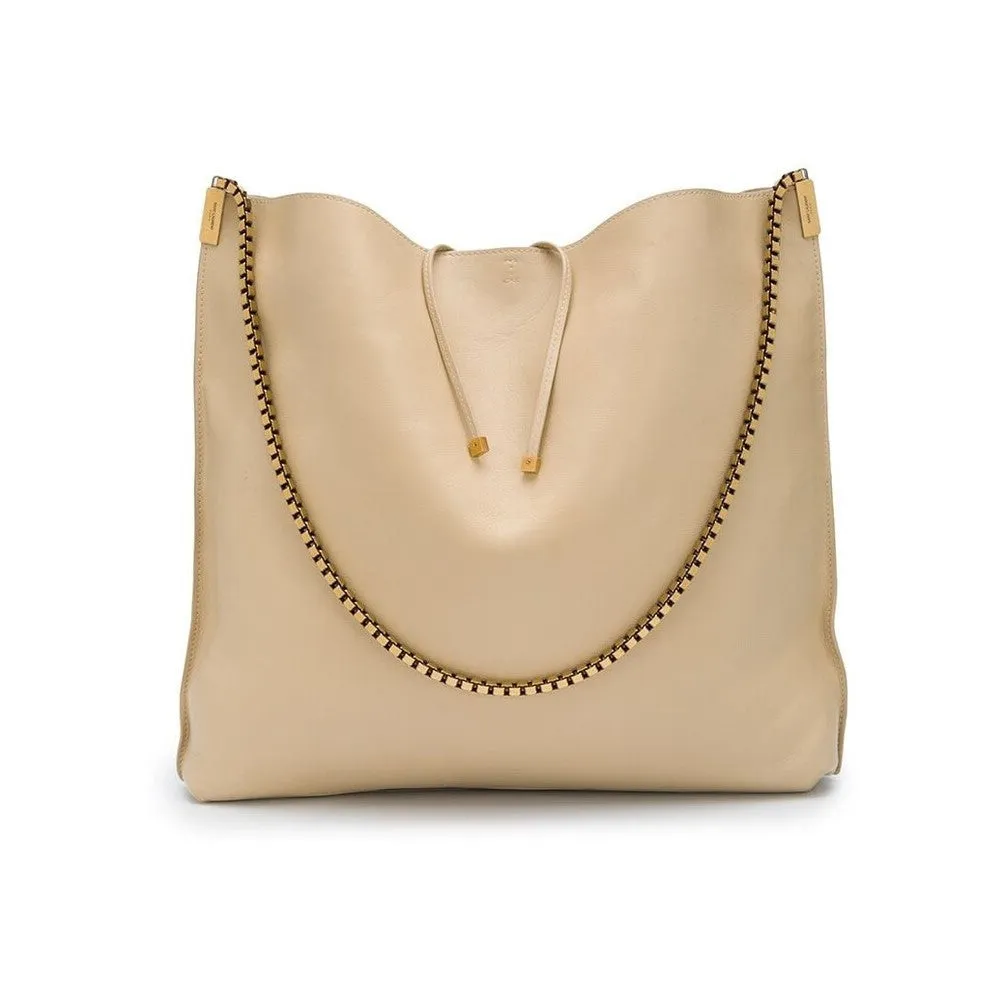 Ysl Tasche Saint Laurent Suzanne Beige Kalbsleder Kettentrageweise Hobo Tasche 634804