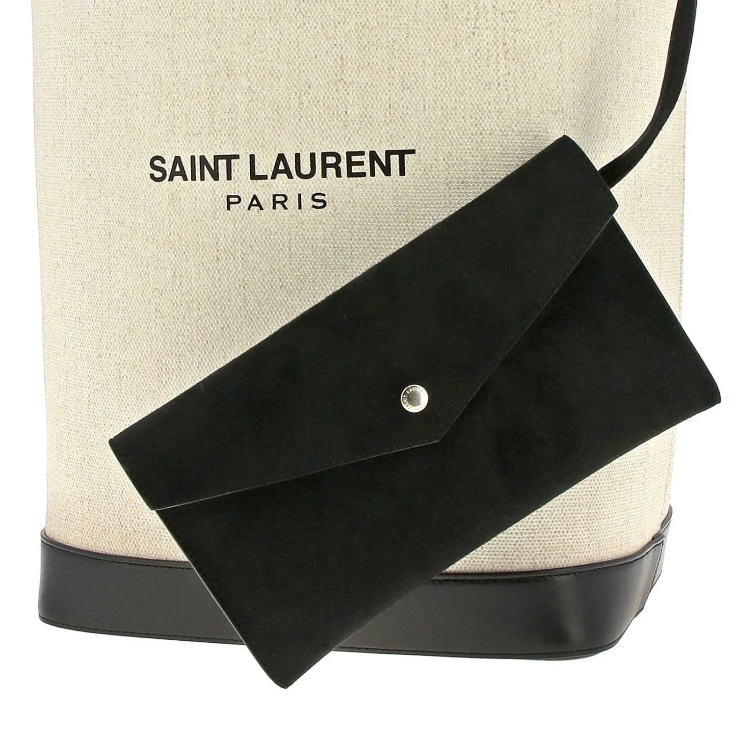 Ysl Tasche Saint Laurent Teddy Weiß Beschichtete Leinen Zugband Eimer Tasche 551595