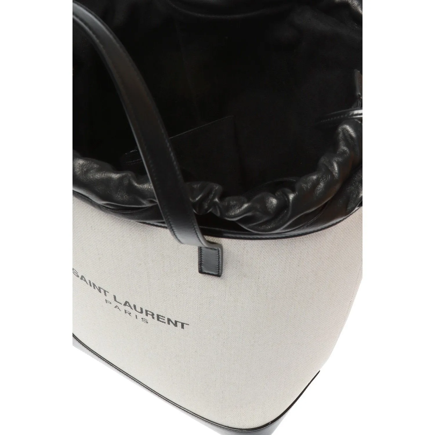 Ysl Tasche Saint Laurent Teddy Weiß Beschichtete Leinen Zugband Eimer Tasche 551595