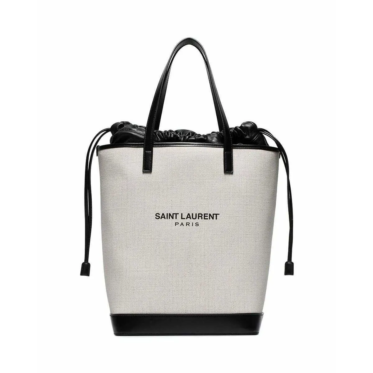 Ysl Tasche Saint Laurent Teddy Weiß Beschichtete Leinen Zugband Eimer Tasche 551595