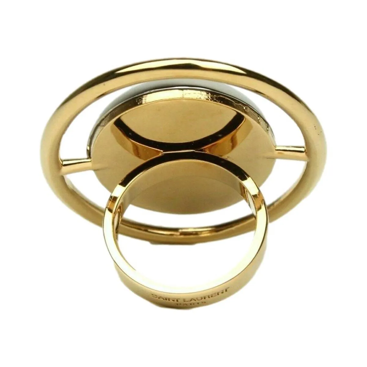 Ysl Taschen Saint Laurent Damen Ovale Messing Metall Ring Silber/Gold Größe 6 439960