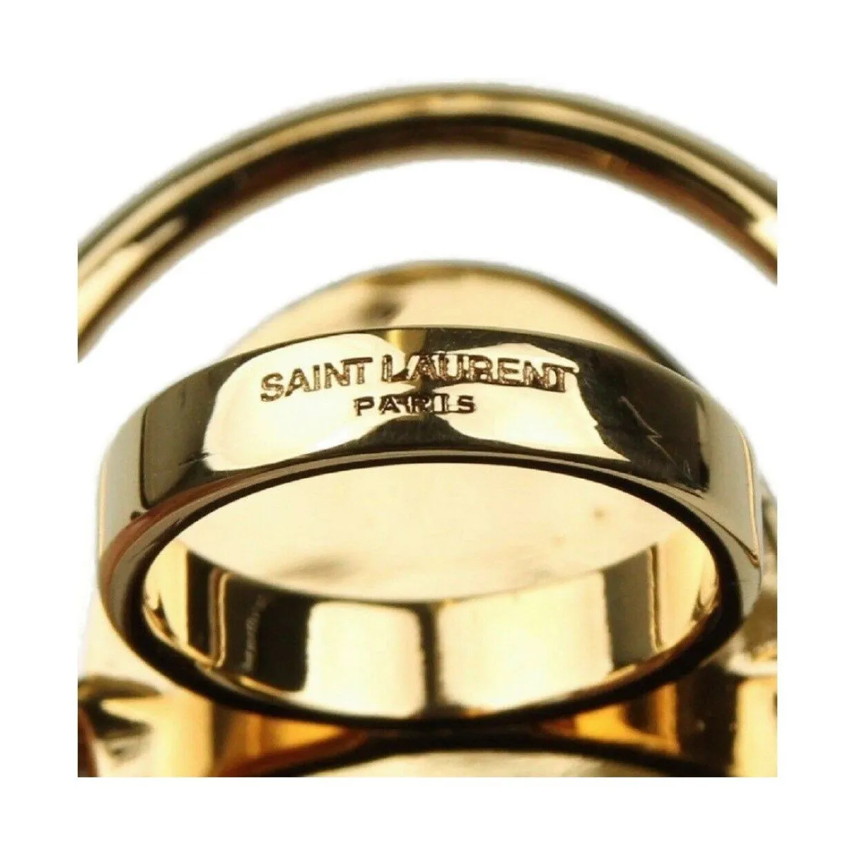 Ysl Taschen Saint Laurent Damen Ovale Messing Metall Ring Silber/Gold Größe 6 439960