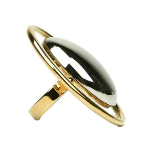 Ysl Taschen Saint Laurent Damen Ovale Messing Metall Ring Silber/Gold Größe 6 439960
