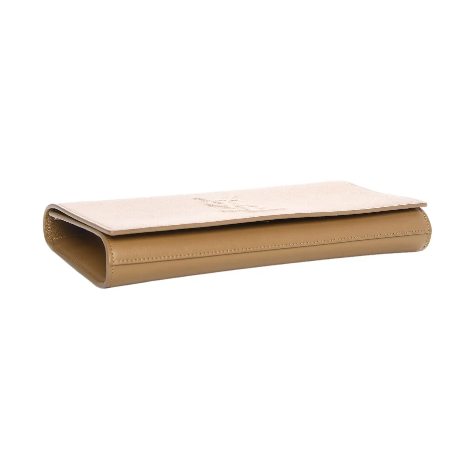 YSL Taschen Saint Laurent YSL Belle de Jour Beige Leder Große Clutch Tasche 568937