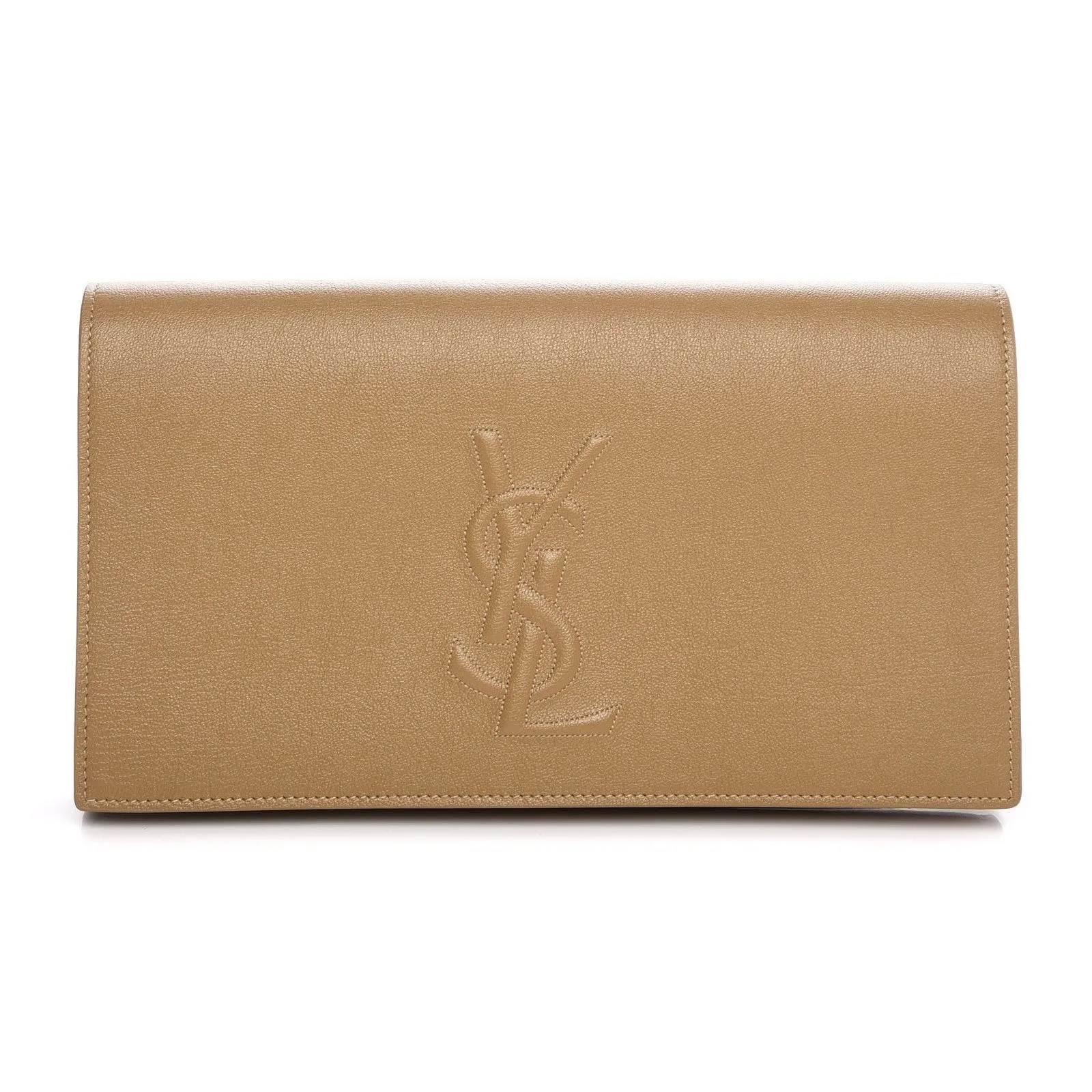 YSL Taschen Saint Laurent YSL Belle de Jour Beige Leder Große Clutch Tasche 568937