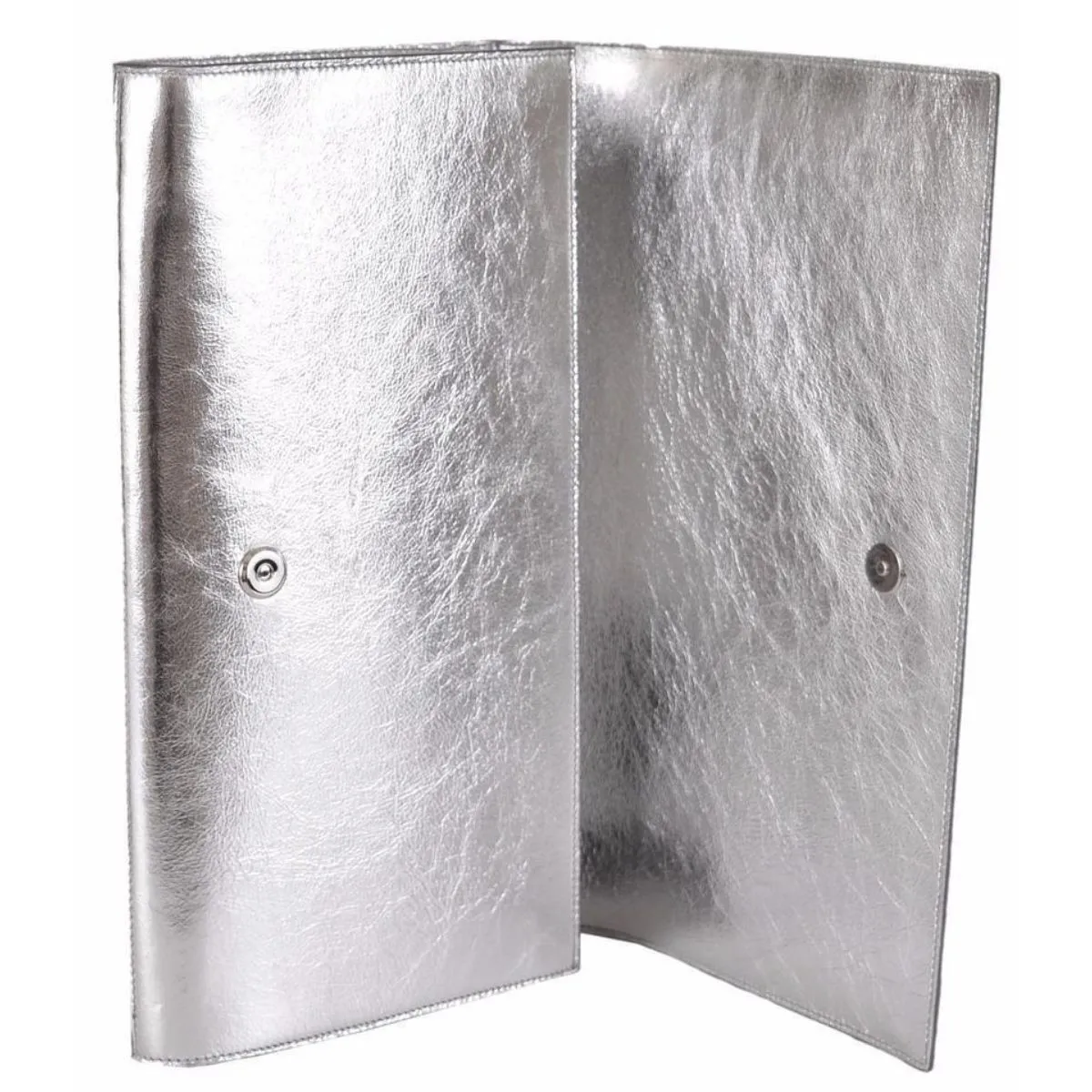YSL Taschen Saint Laurent YSL Belle de Jour Große Metallic Silber Leder Clutch Tasche 568937