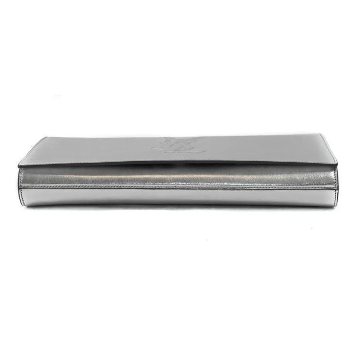 YSL Taschen Saint Laurent YSL Belle de Jour Große Metallic Silber Leder Clutch Tasche 568937