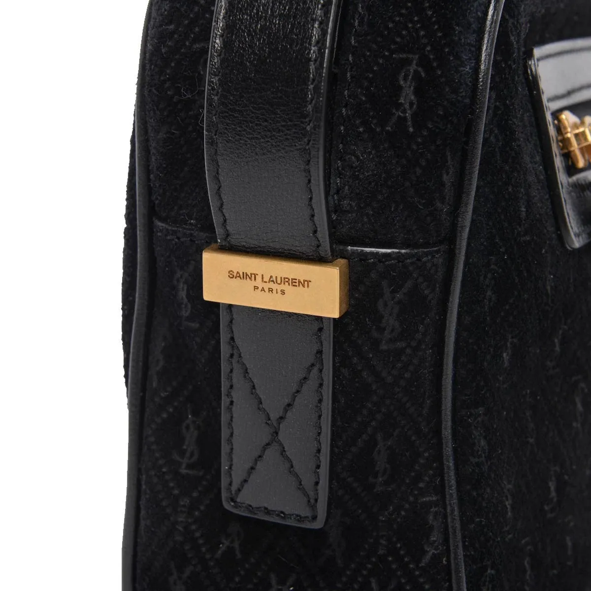 Ysl Taschen Saint Laurent YSL King Palm Wildleder Monogramm Schwarze Fototasche 568608