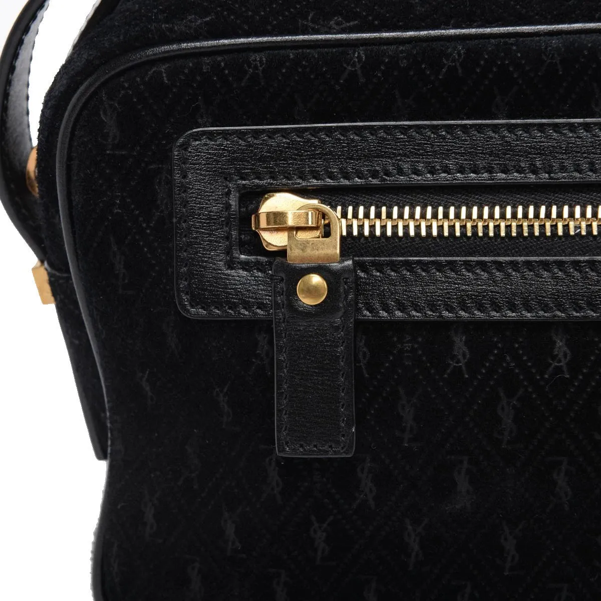 Ysl Taschen Saint Laurent YSL King Palm Wildleder Monogramm Schwarze Fototasche 568608