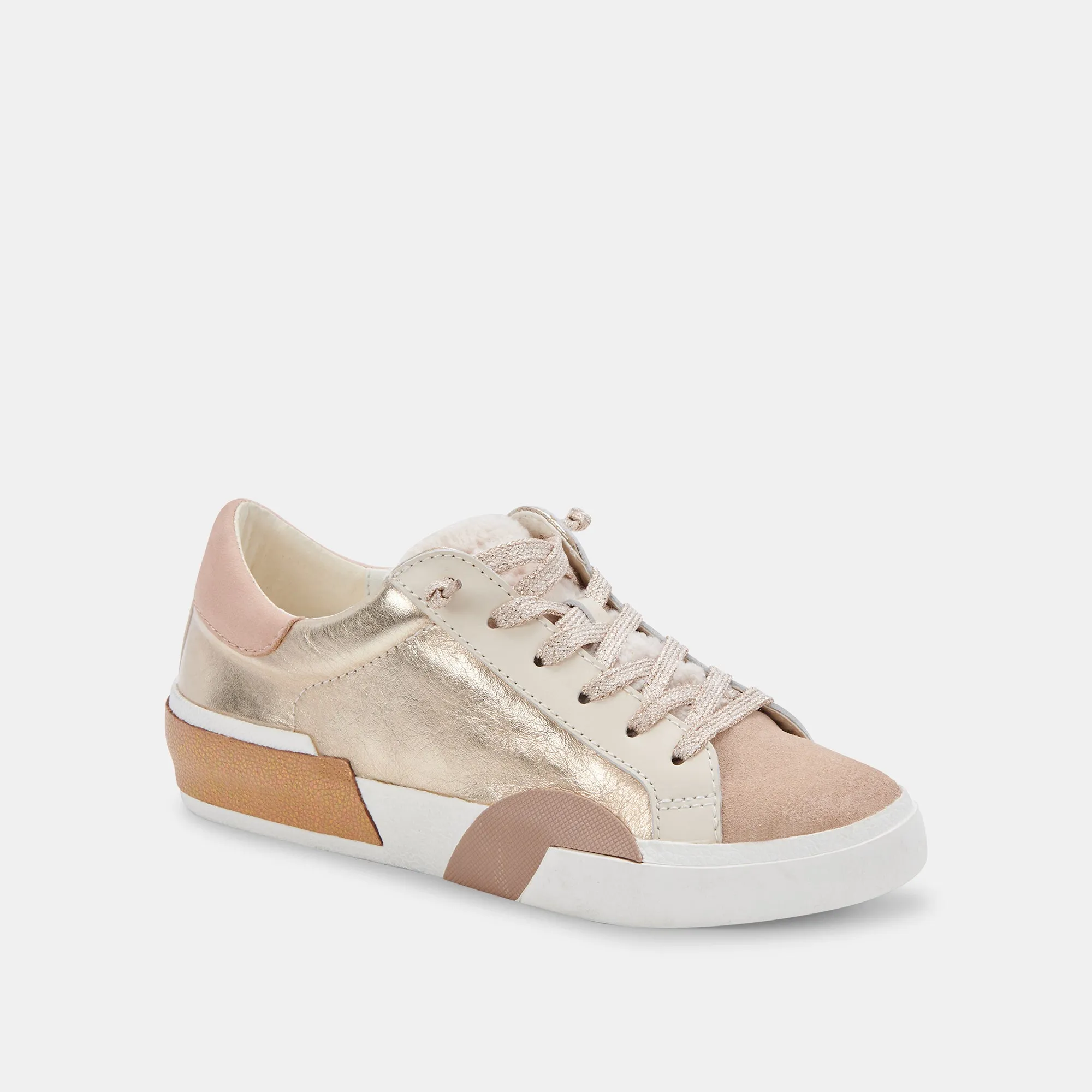 ZINA PLUSH SNEAKER LEDER IN GOLD
