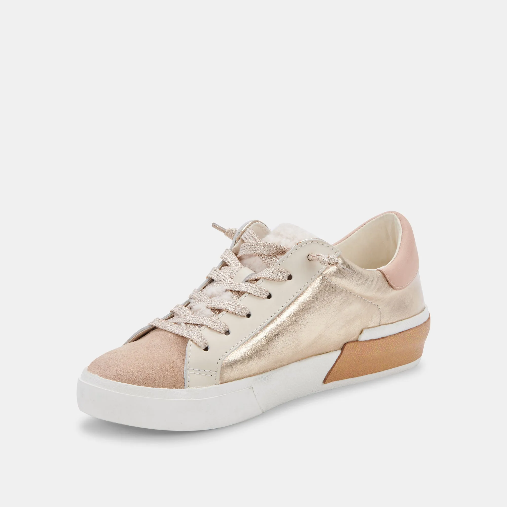 ZINA PLUSH SNEAKER LEDER IN GOLD